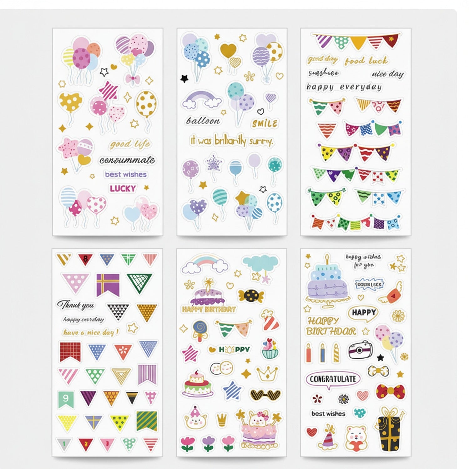 Decorative Sticker Sheets Birthday Party Banner Set