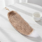 Fluffy Faux Fur Tail Keychain - Tan