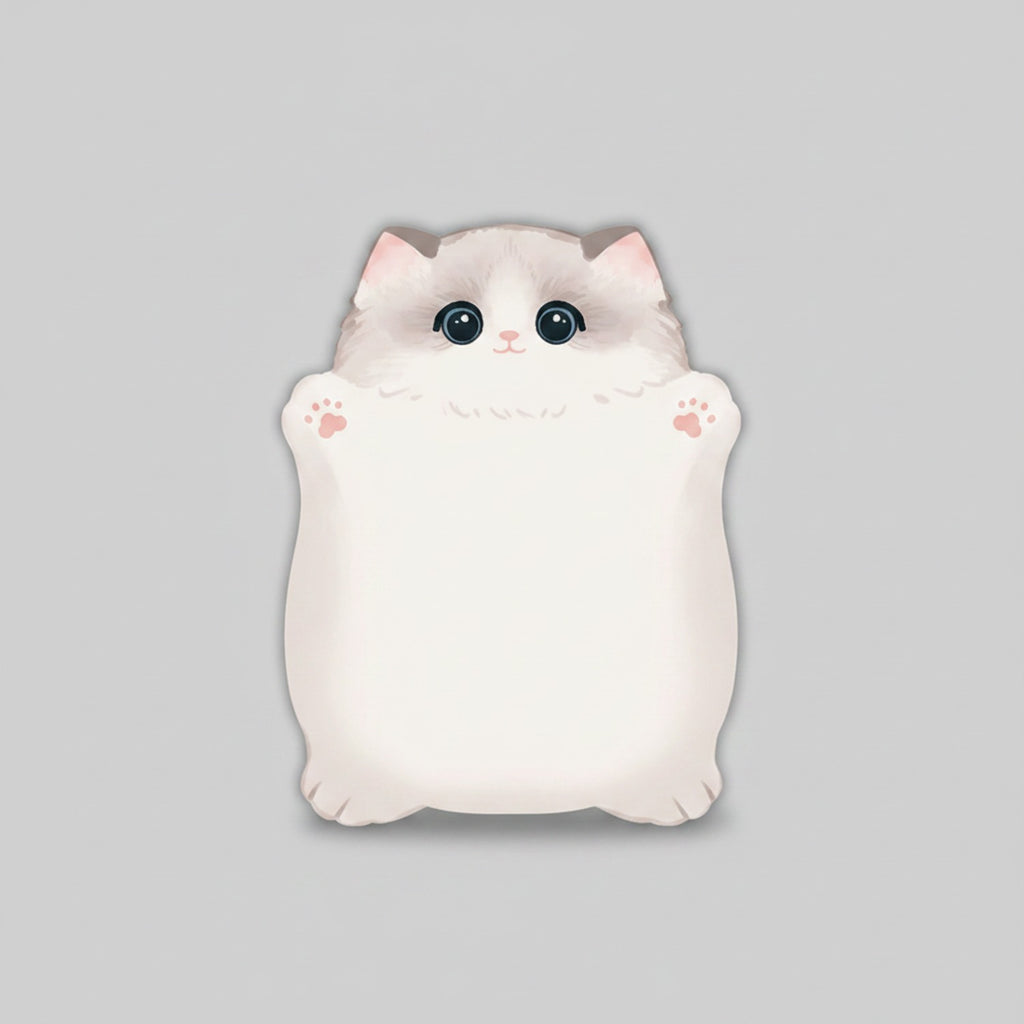 Fluffy White Cat Plush Sticky Notes Pad