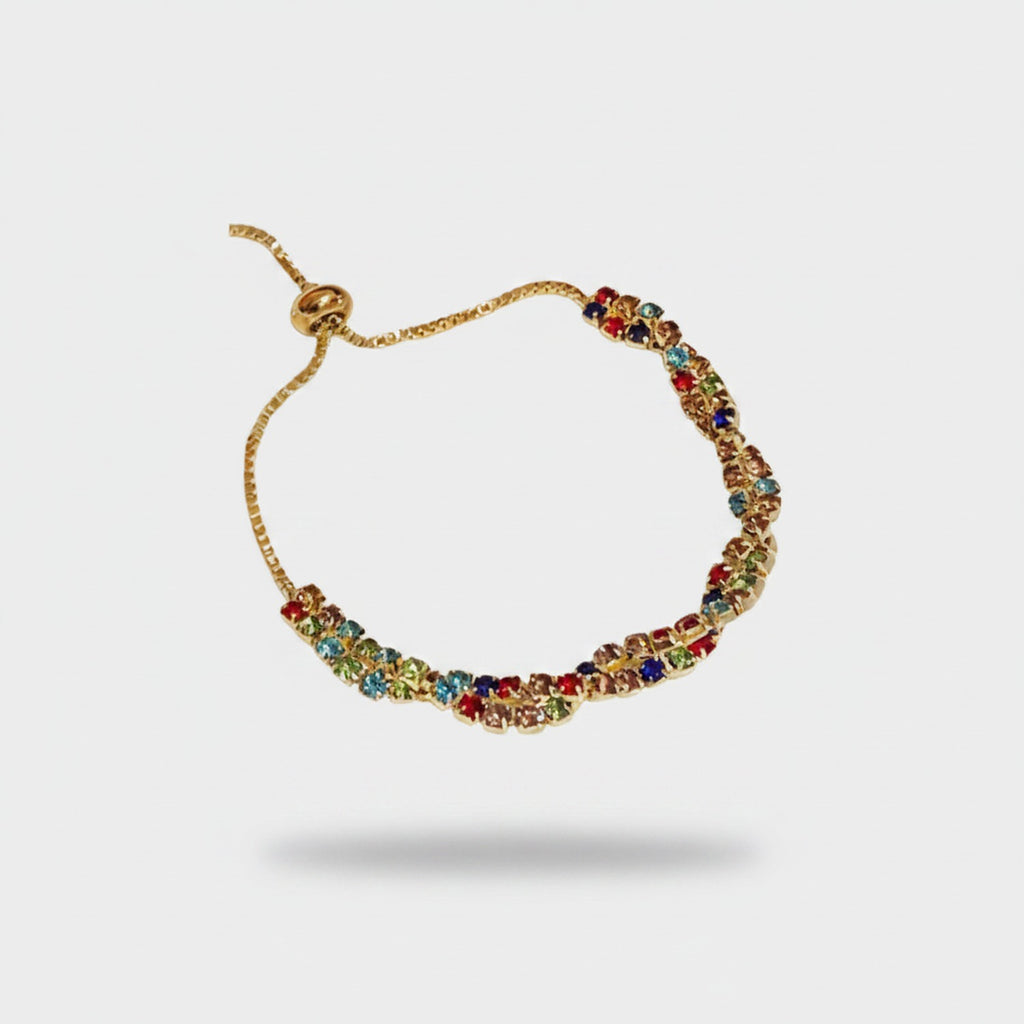 Multicolor Rhinestone Beaded Adjustable Bracelet