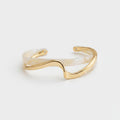 Twisted Gold And Pearl Cuff Bracelet