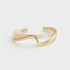 Twisted Gold And Pearl Cuff Bracelet