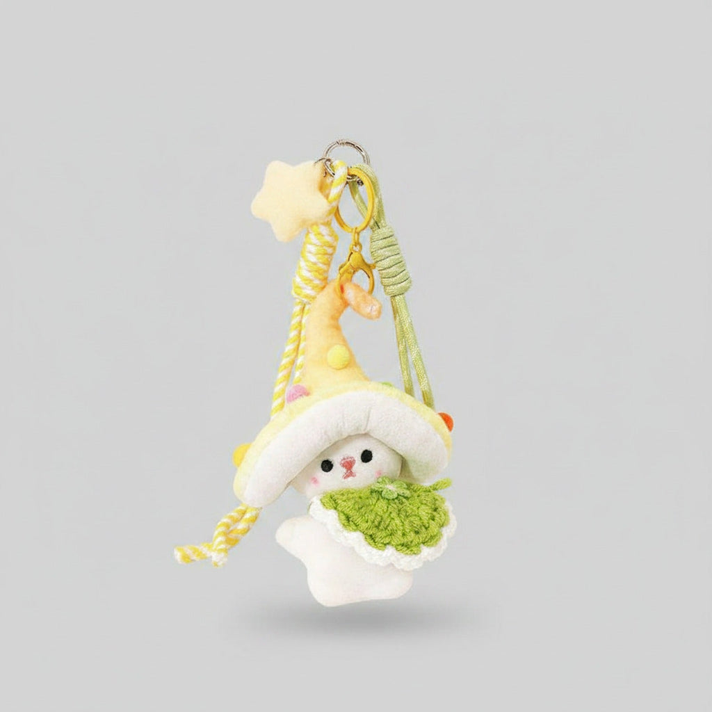 Mushroom Bunny Plush Keychain Charm - Green – tech (view 2)