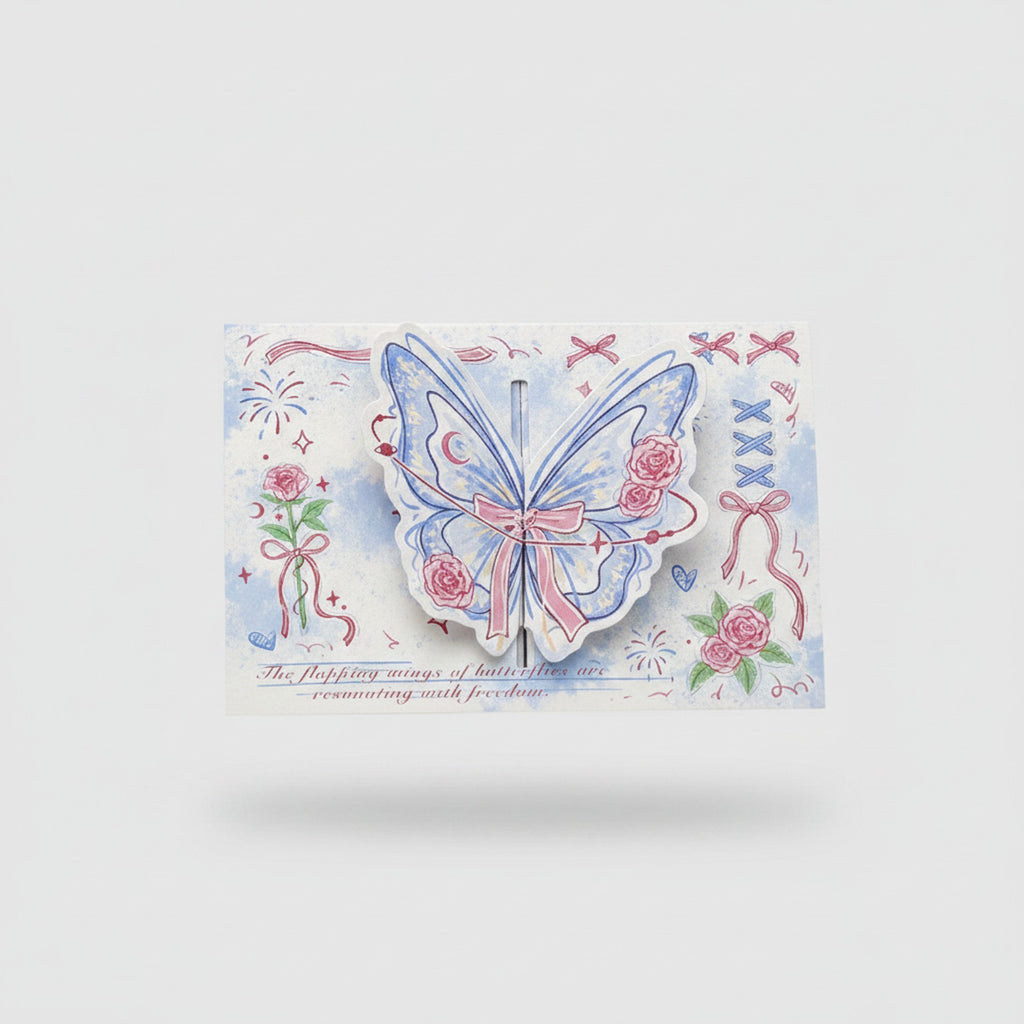 Butterfly Pop-Up Greeting Card With Ribbon Bow