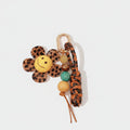 Leopard Print Flower Smiley Acrylic Keyring Charm