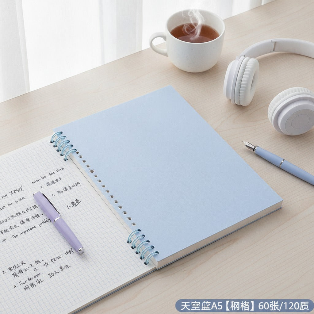 Moon Phase Spiral Notebook - Sky Blue