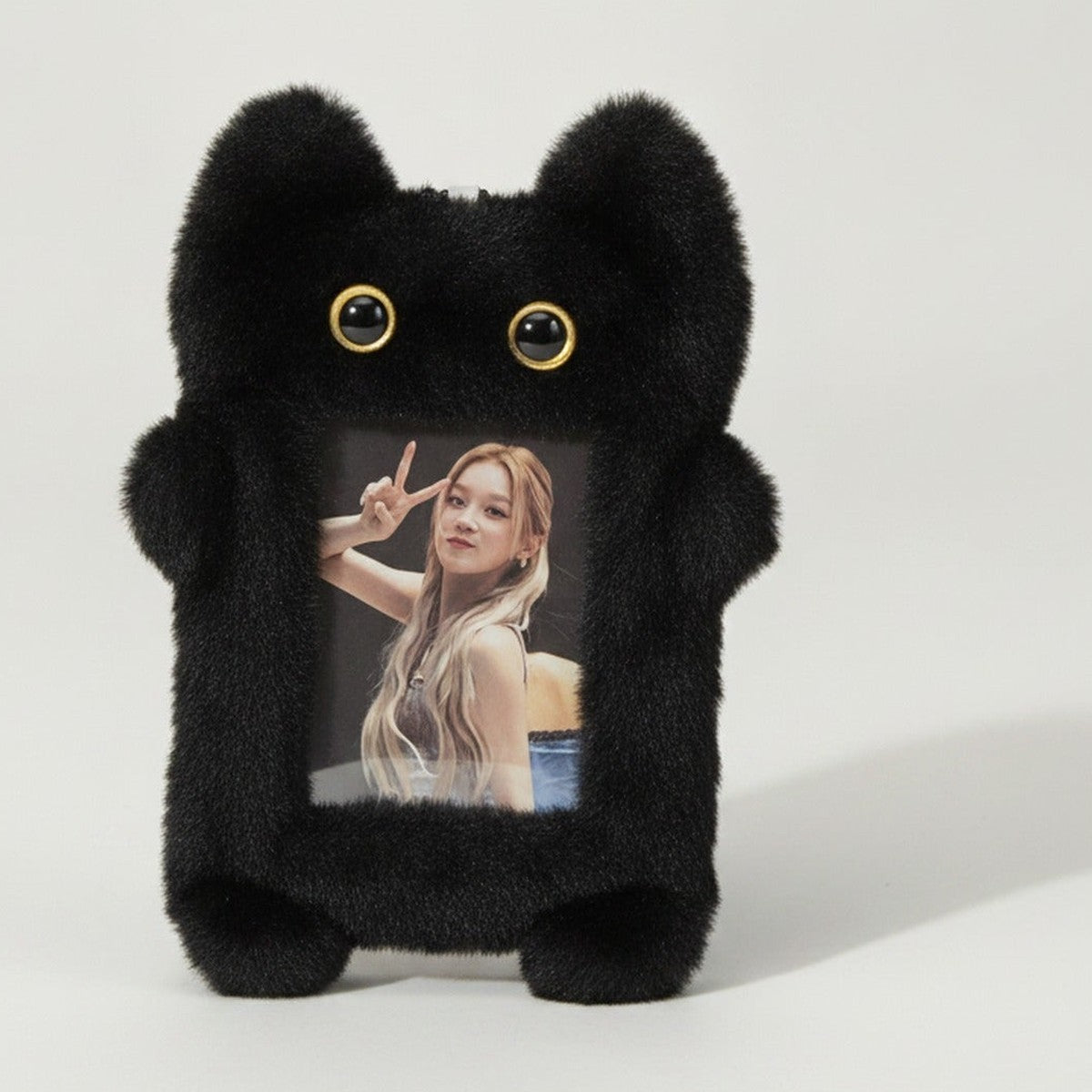 Fuzzy Cat Photo Frame Charm - Black
