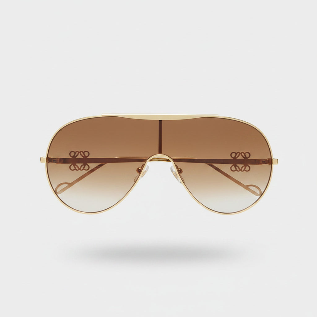 Gold Gradient Aviator Sunglasses with Logo Detail