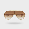 Gold Gradient Aviator Sunglasses with Logo Detail