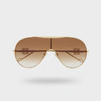Gold Gradient Aviator Sunglasses with Logo Detail