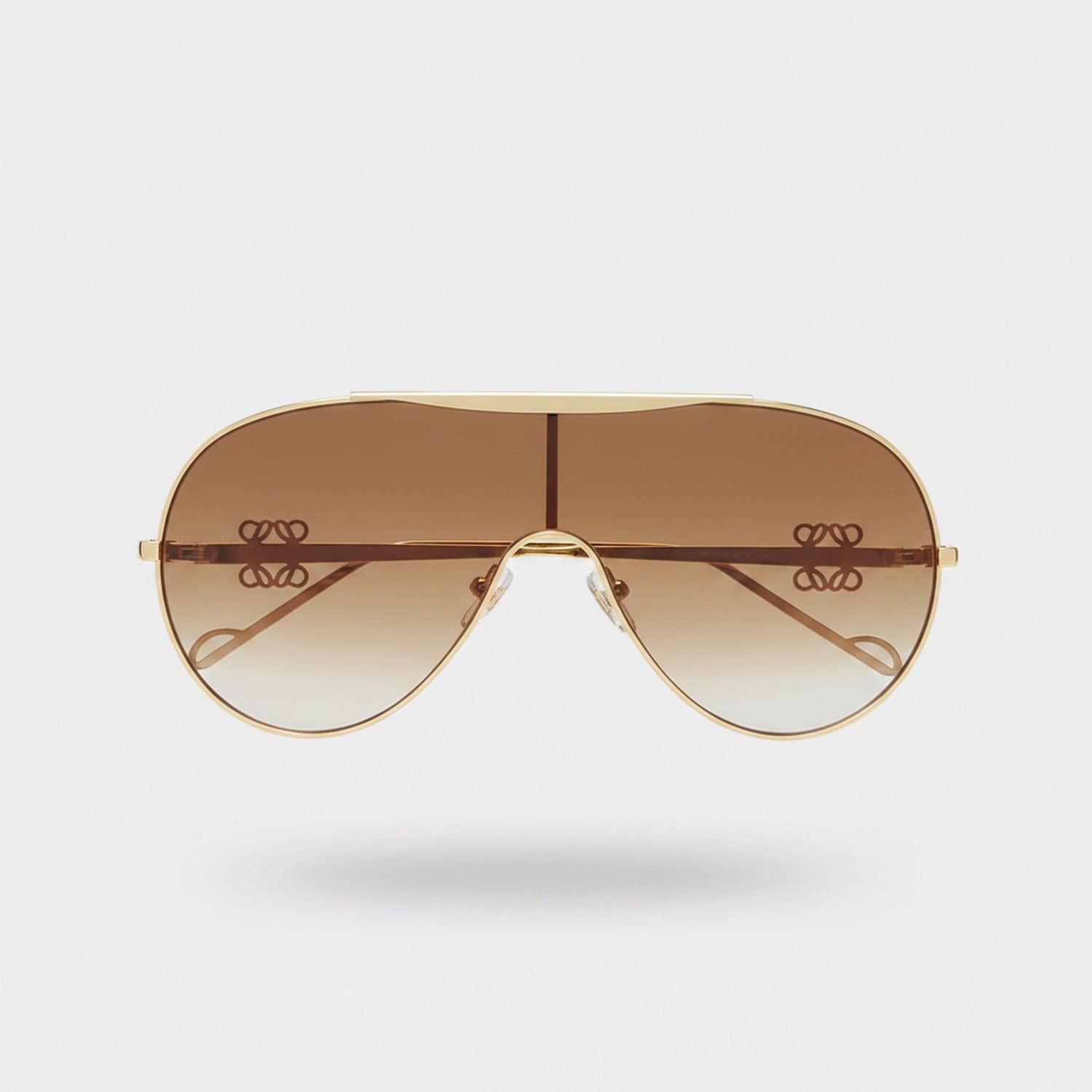 Gold Gradient Aviator Sunglasses with Logo Detail