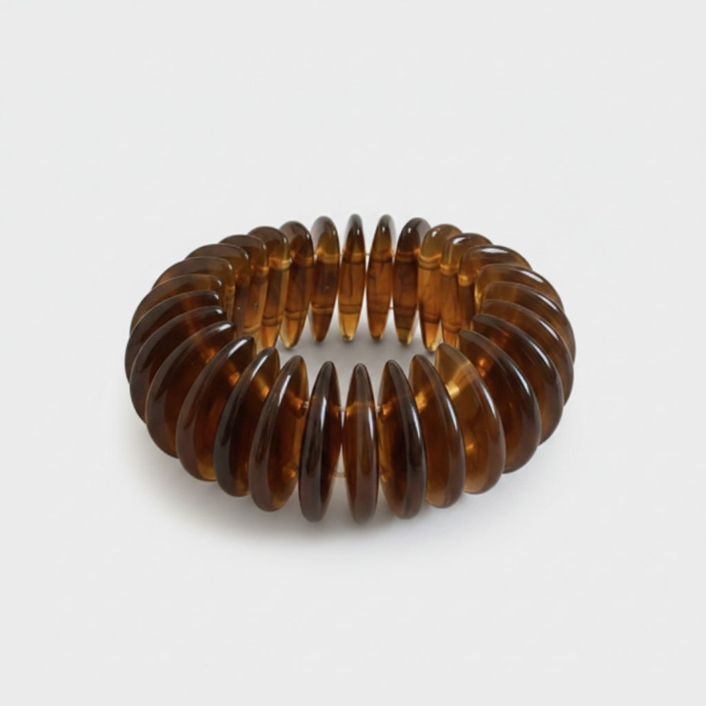Amber Tortoiseshell Ribbed Resin Bracelet