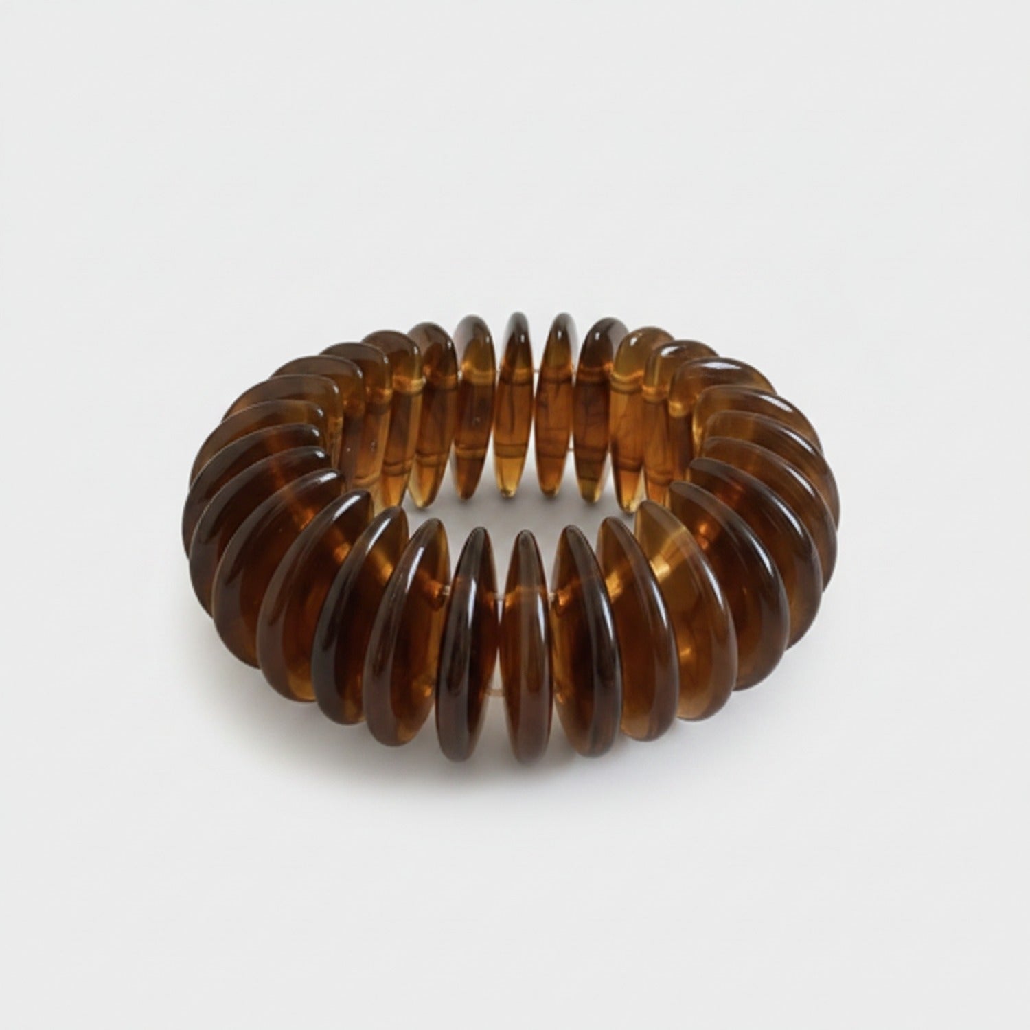 Amber Tortoiseshell Ribbed Resin Bracelet