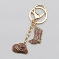 Western Charm Keychain Set - Cowboy Boots, Brown