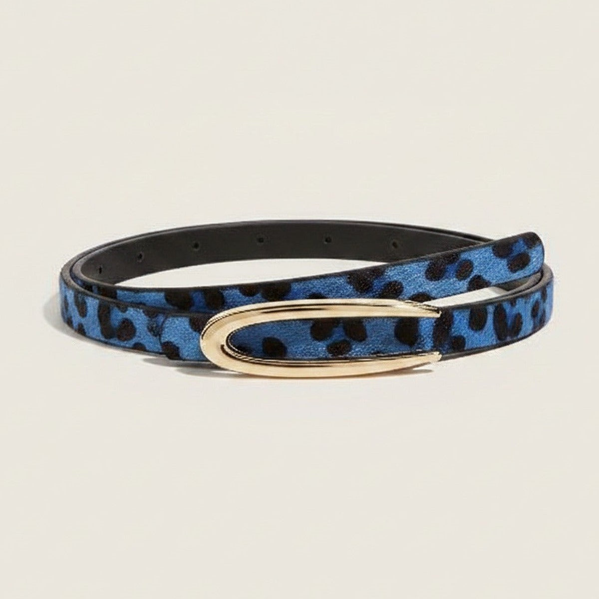 Leopard Print Skinny Belts with Gold Oval Buckle – scarves & belts (view 1)