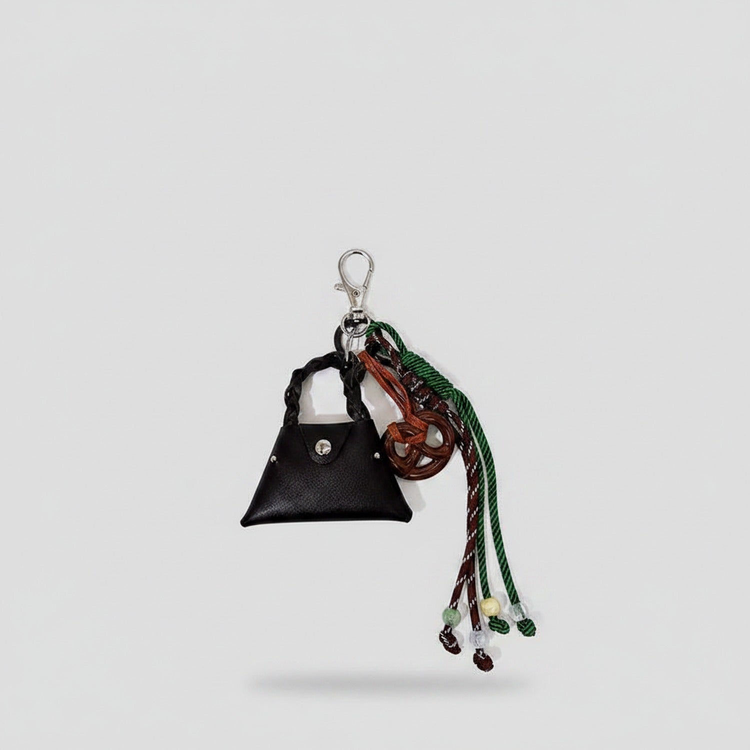 Pink Acrylic Keyring With Braided Rope Charm