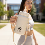 White Ceramic Tumbler With Handle Character Design