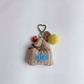 Cute Fish Charm Heart Keyring With Pom Pom