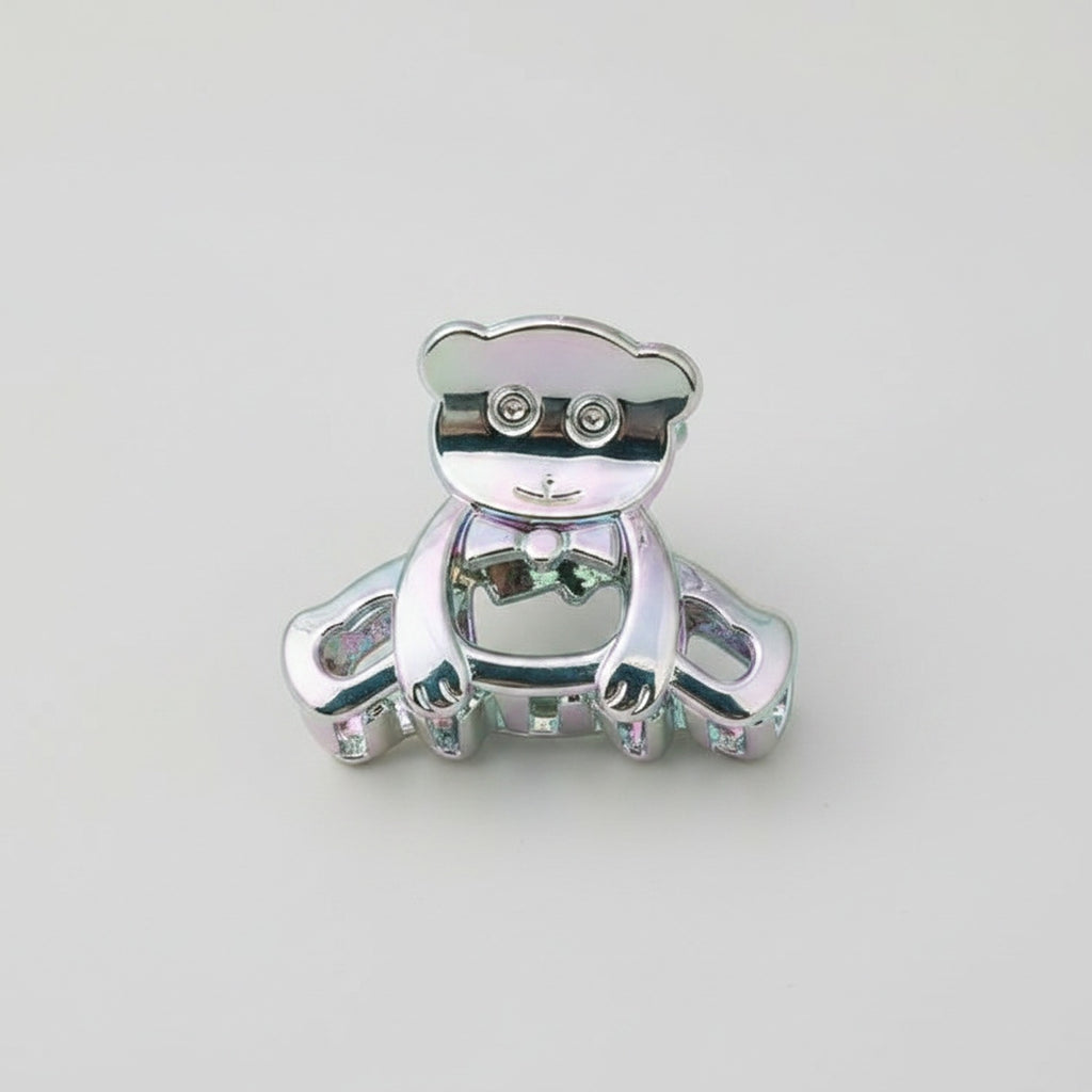 Metallic Bear Hair Claw With Rhinestones