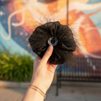 Black Mesh Hair Claw With Rhinestone Charm