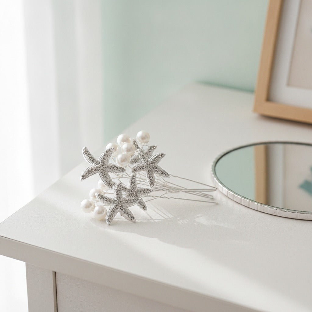 Starfish Pearl Hair Clip Set - Starfish Only