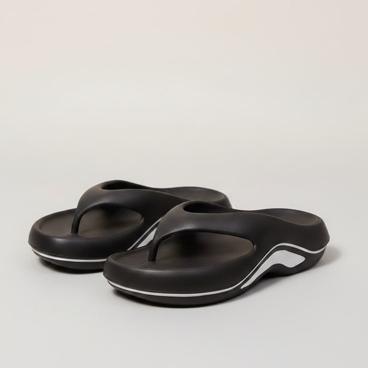 Women's Black White Chunky Platform Flip-Flop Sandals – apparel accessories (view 1)