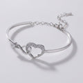 Heart Rhinestone Bangle Bracelet - Bracelet Silver – jewelry (view 1)