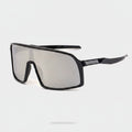 Black Shield Square Sunglasses With Textured Temple Arms