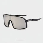 Black Shield Square Sunglasses With Textured Temple Arms