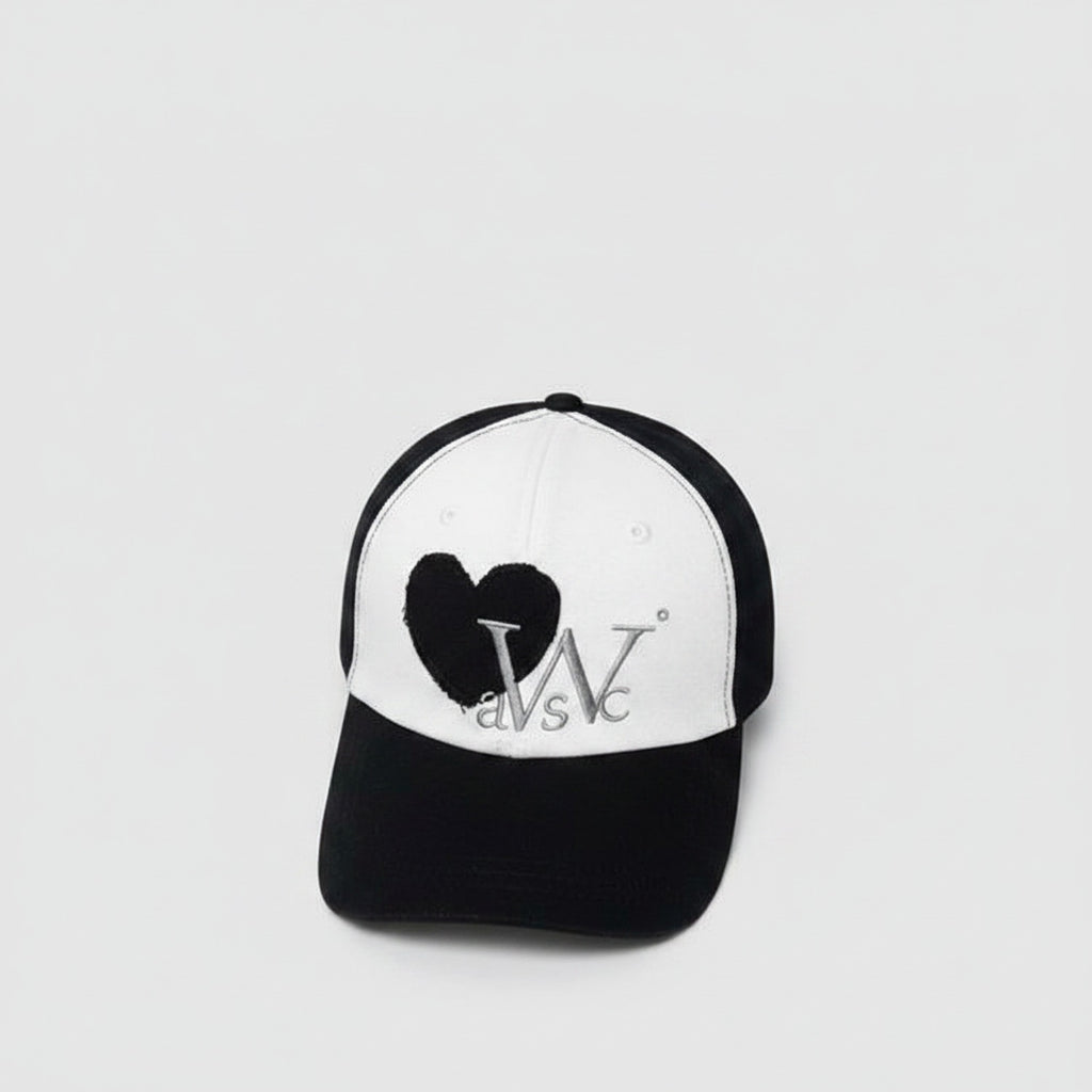 Black and White Heart Baseball Cap