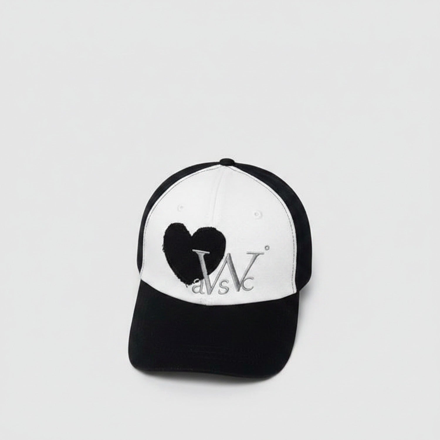 Black and White Heart Baseball Cap