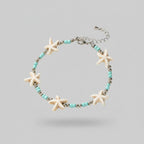 Starfish Beaded Turquoise Pearl Anklet