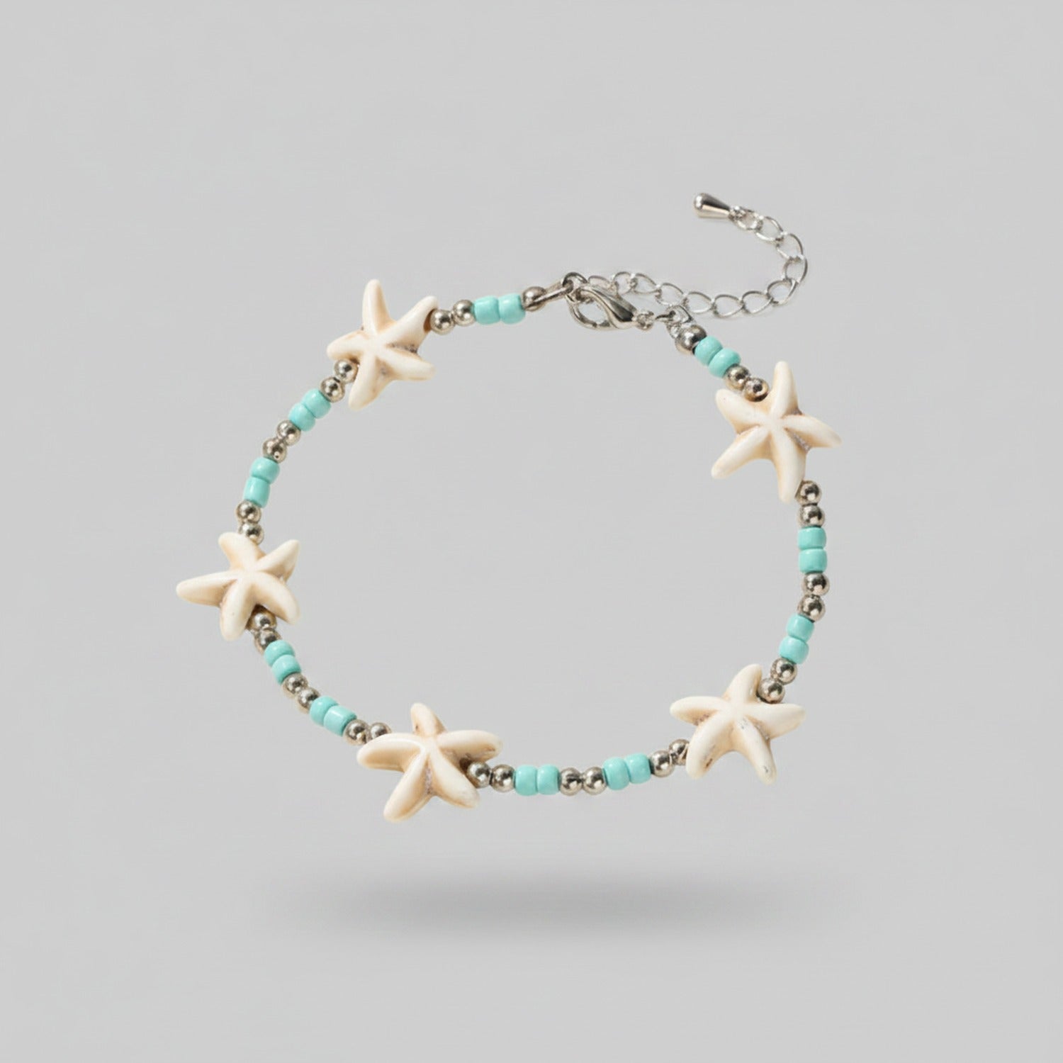 Starfish Beaded Turquoise Pearl Anklet