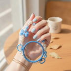 Blue Bow Beaded Keychain Charm Set Blue