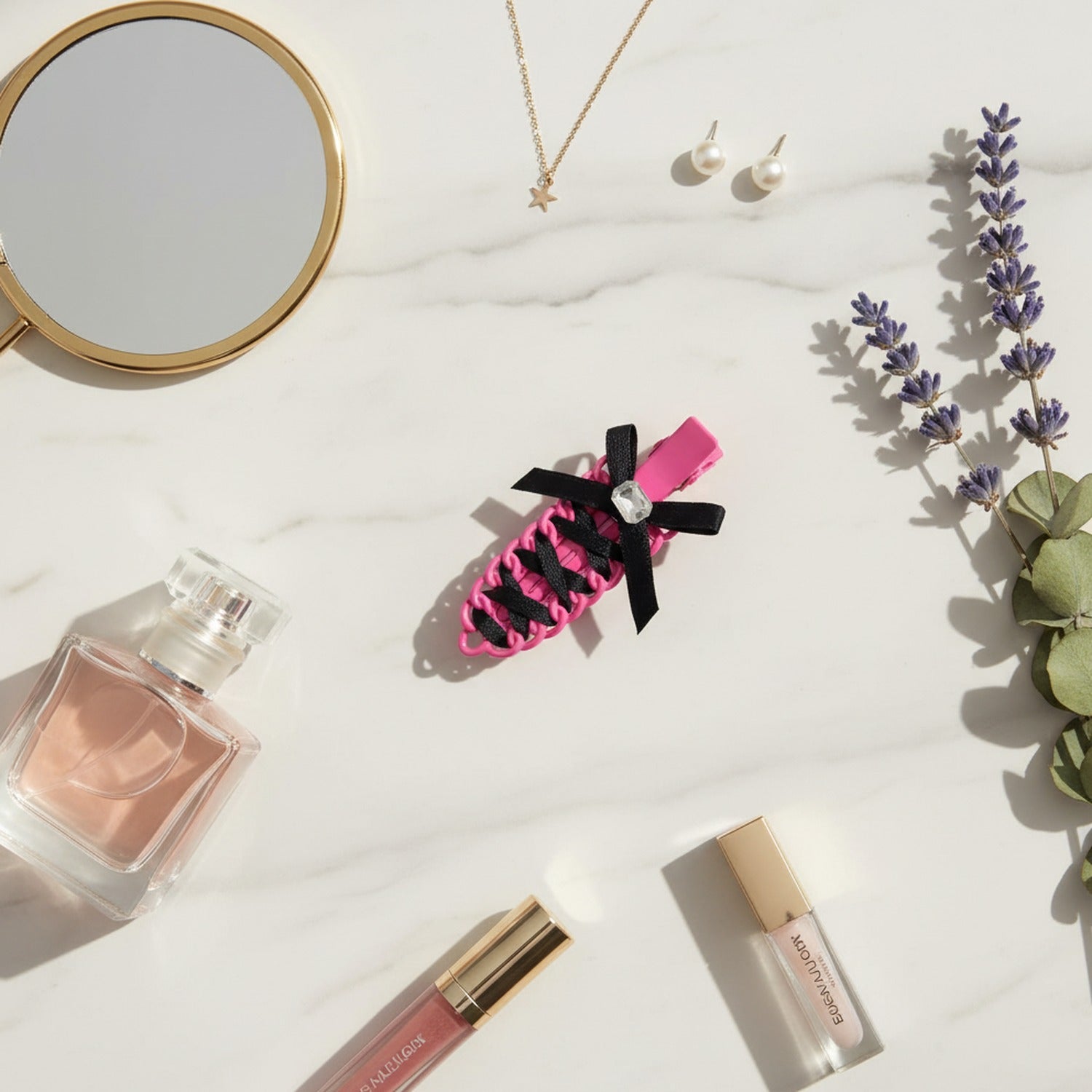 Black Bow Pink Claw Hair Clip Pink
