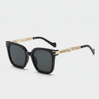 Black Square Sunglasses With Gold Chain Arms