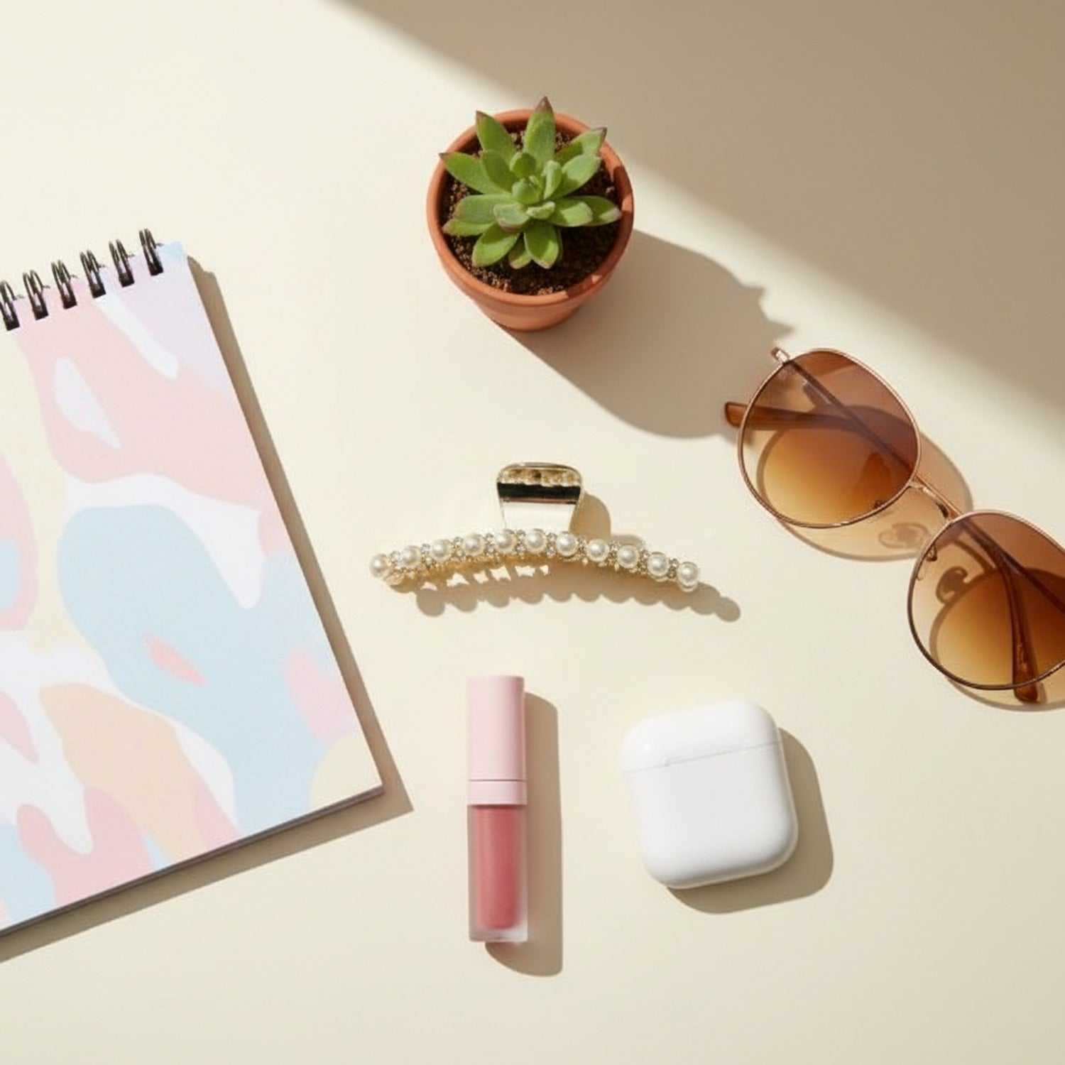 Pearl Beaded Gold Hair Claw Clip
