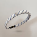 Twisted Striped Pearl Headband White Navy