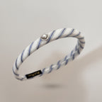 Twisted Striped Pearl Headband White Navy