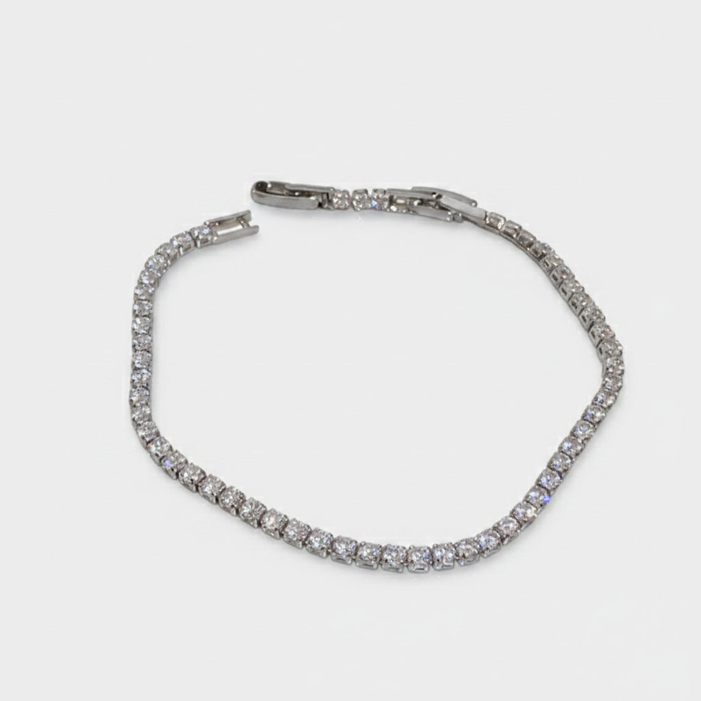 Rhinestone Tennis Bracelet Silver Chain Link