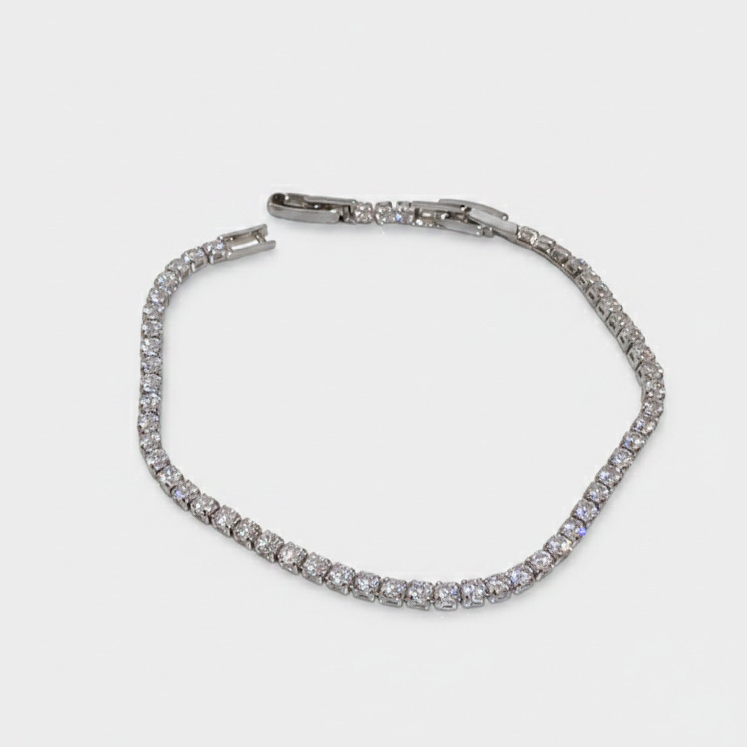 Rhinestone Tennis Bracelet Silver Chain Link