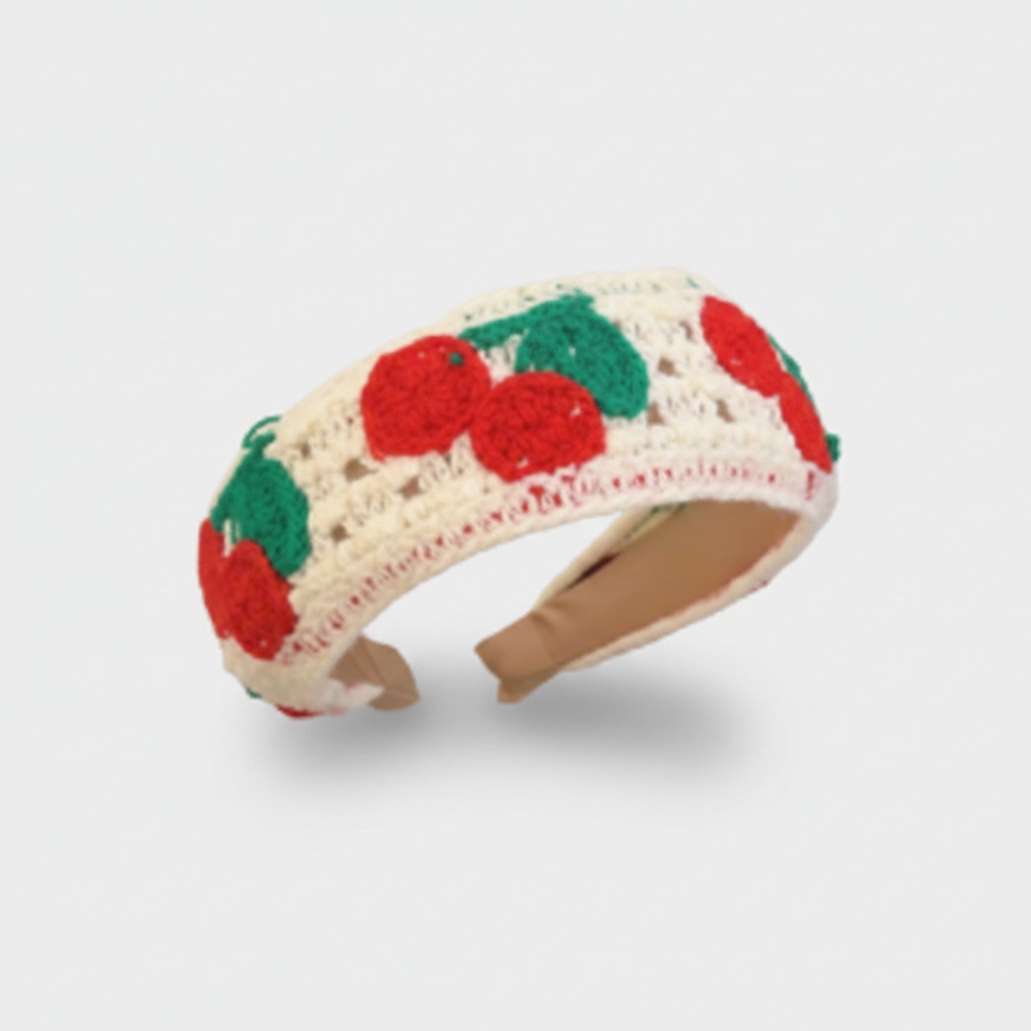 Cherry Knit Padded Headband With Leaves
