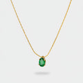 Green Teardrop Crystal Gold Chain Necklace