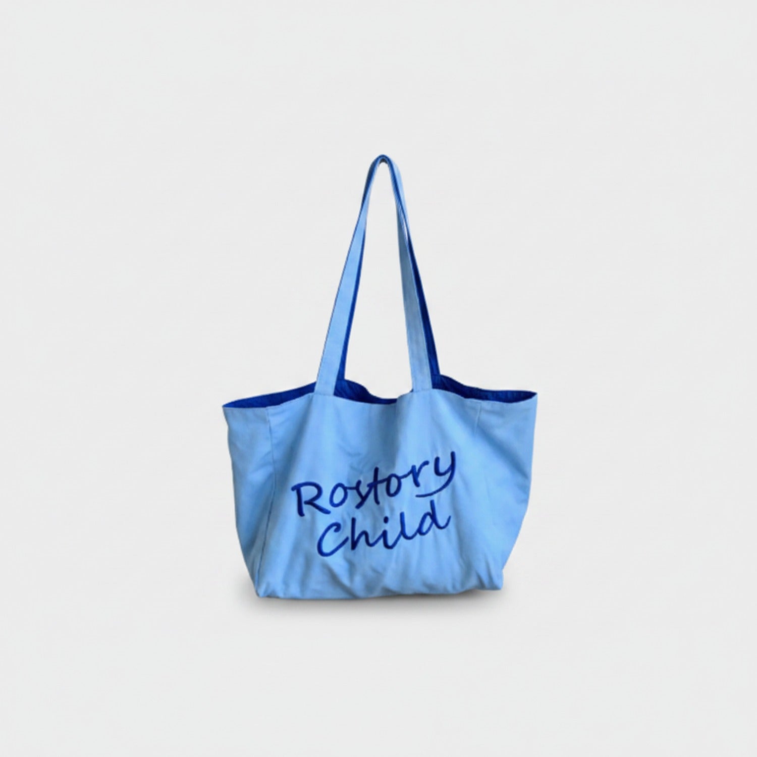 Pink Canvas Tote Bag With Embroidered Text