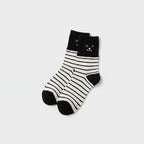 Black And White Striped Smiley Face Socks