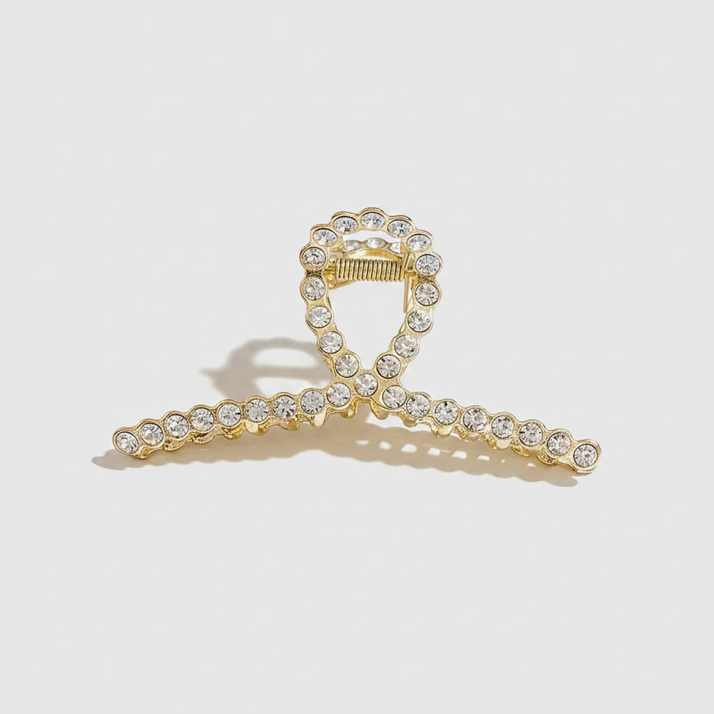 Gold Rhinestone Scalloped Hair Claw Clip