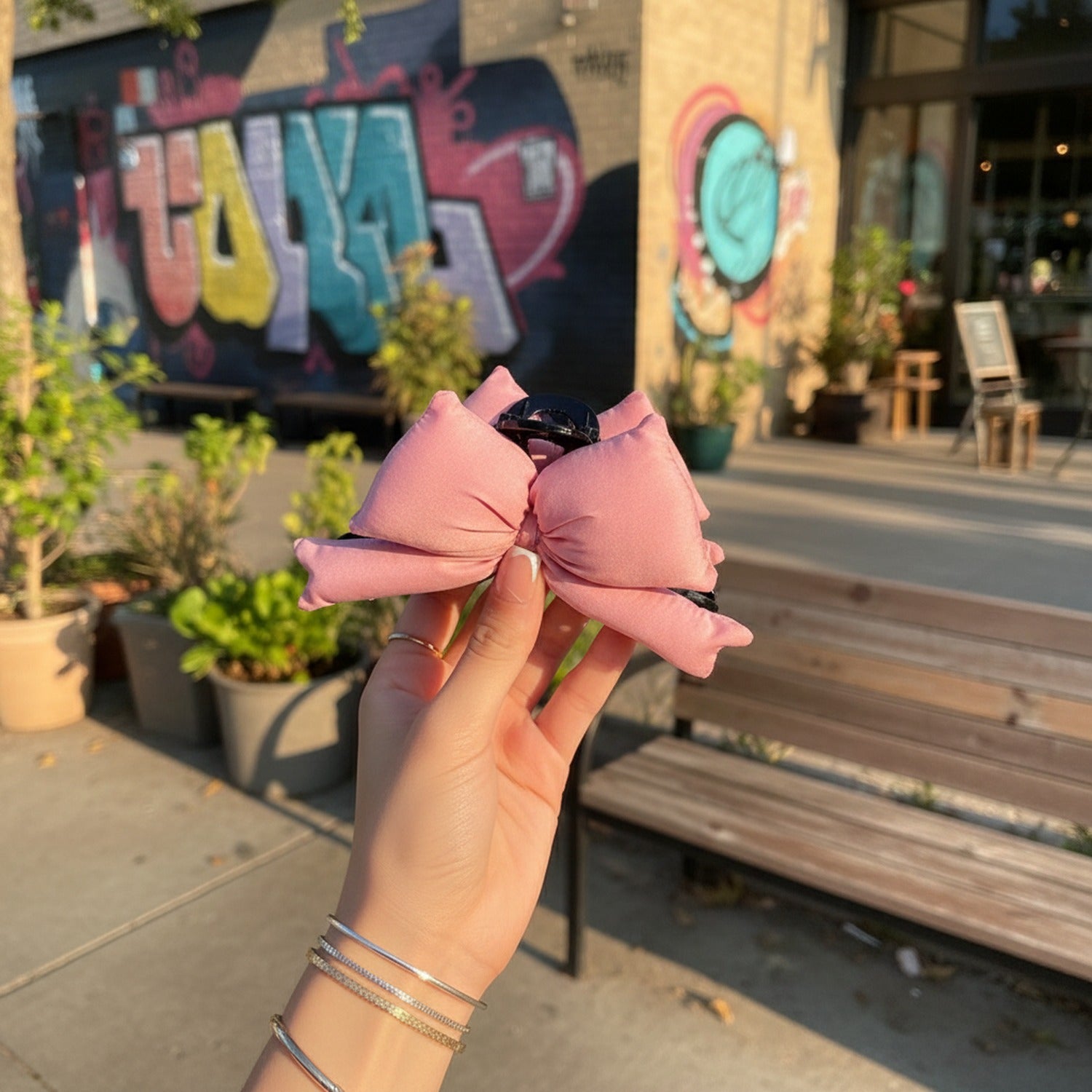 Pink Bow Hair Claw Clip