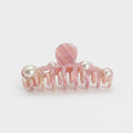Pink Pearl Striped Hair Claw Clip
