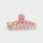 Pink Pearl Striped Hair Claw Clip