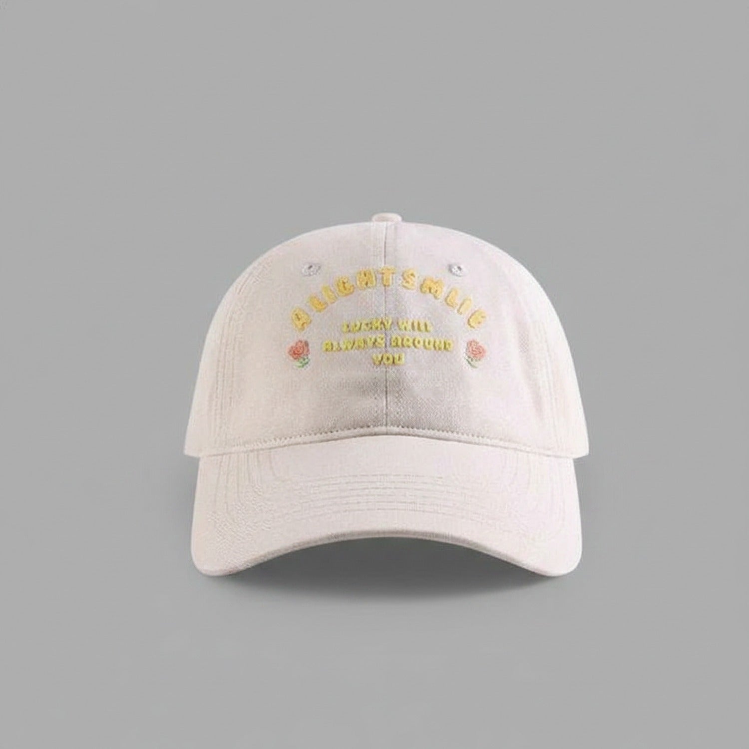 Pink Embroidered Rose Baseball Cap
